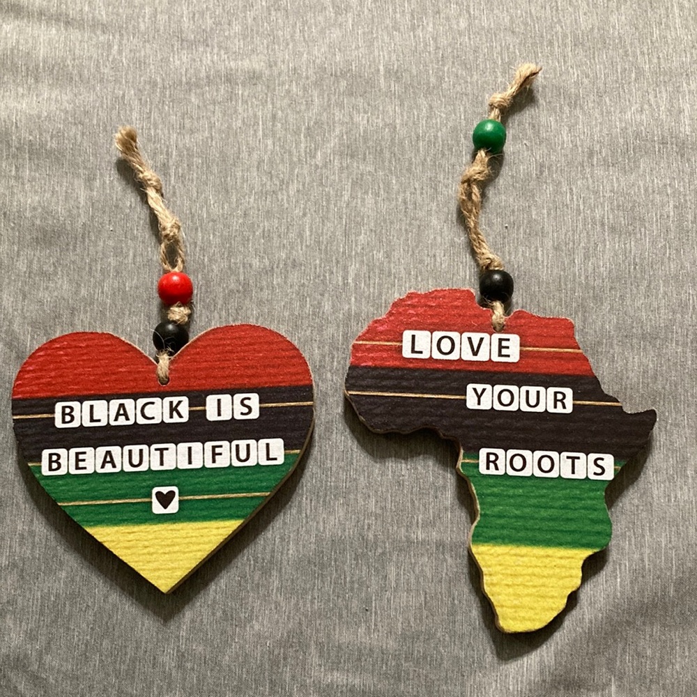 Afrocentric LOVE Wooden Ornaments (2)